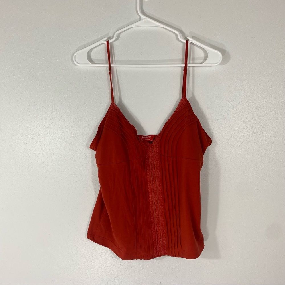 Y2K Vintage Dorothee Bis Rust Orange Lace Trim Camisole size XL